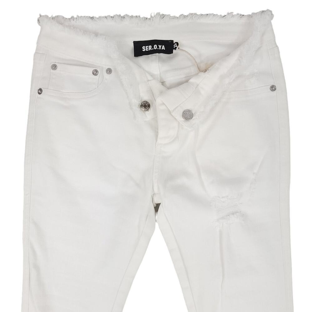 Ser.o.ya Olivia Mid Rise Flare Jeans White - Picture 5 of 15